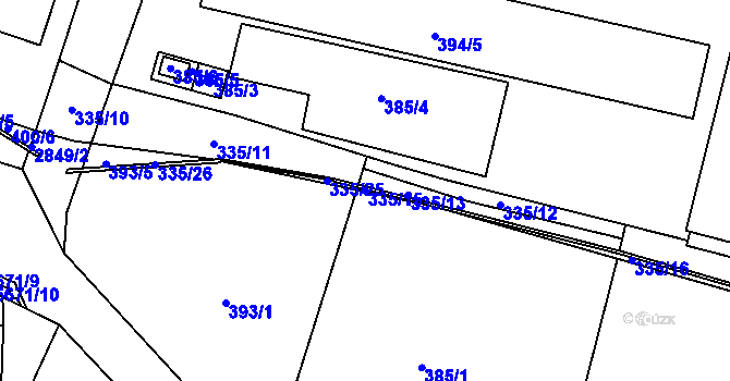 Parcela st. 335/15 v KÚ Velké Meziříčí, Katastrální mapa