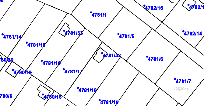 Parcela st. 4781/32 v KÚ Velké Meziříčí, Katastrální mapa
