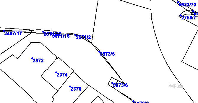 Parcela st. 5673/5 v KÚ Velké Meziříčí, Katastrální mapa