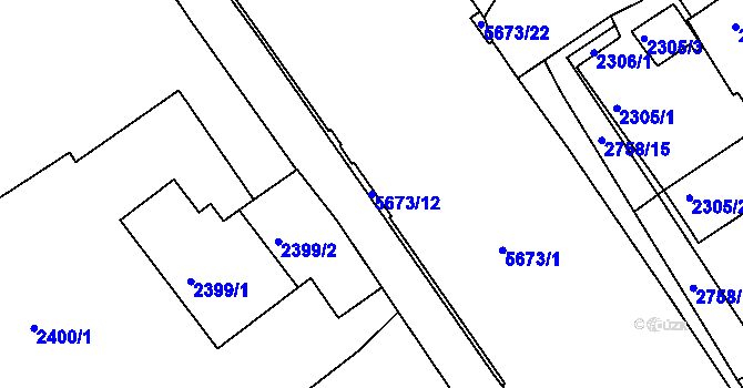 Parcela st. 5673/12 v KÚ Velké Meziříčí, Katastrální mapa