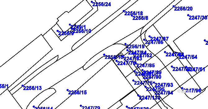 Parcela st. 2256/16 v KÚ Velké Meziříčí, Katastrální mapa