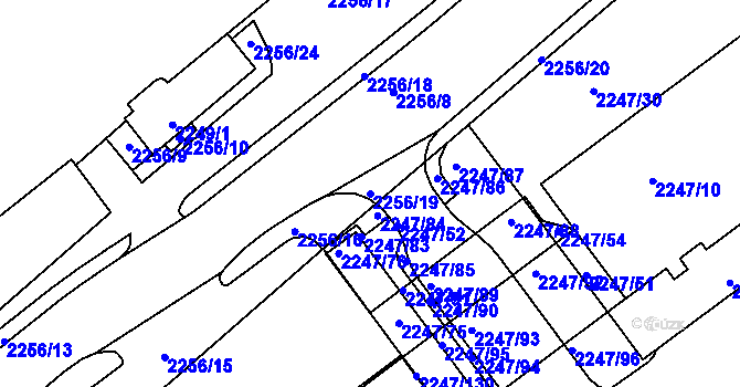 Parcela st. 2256/19 v KÚ Velké Meziříčí, Katastrální mapa
