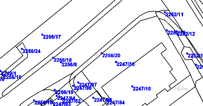 Parcela st. 2256/20 v KÚ Velké Meziříčí, Katastrální mapa