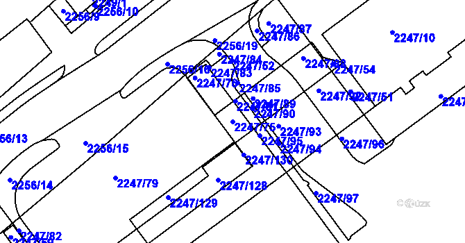 Parcela st. 2247/75 v KÚ Velké Meziříčí, Katastrální mapa