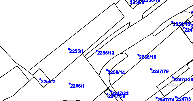 Parcela st. 2256/13 v KÚ Velké Meziříčí, Katastrální mapa