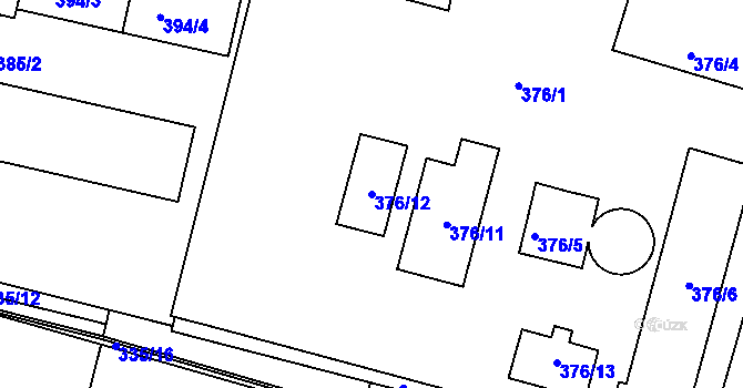 Parcela st. 376/12 v KÚ Velké Meziříčí, Katastrální mapa