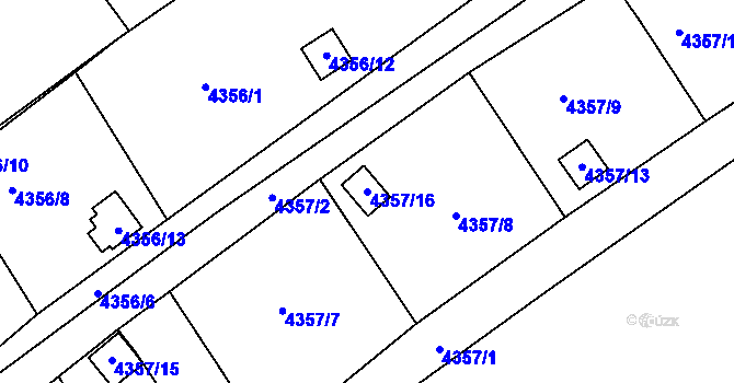 Parcela st. 4357/16 v KÚ Velké Meziříčí, Katastrální mapa