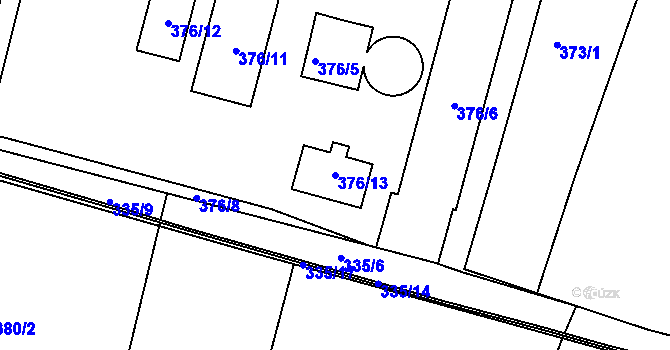 Parcela st. 376/13 v KÚ Velké Meziříčí, Katastrální mapa