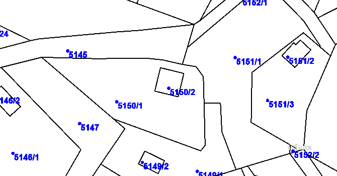 Parcela st. 5150/2 v KÚ Velké Meziříčí, Katastrální mapa