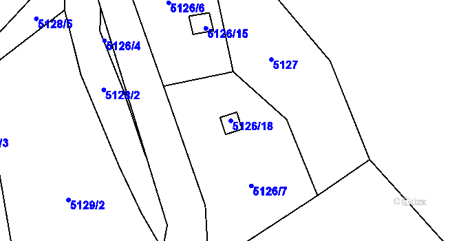 Parcela st. 5126/18 v KÚ Velké Meziříčí, Katastrální mapa