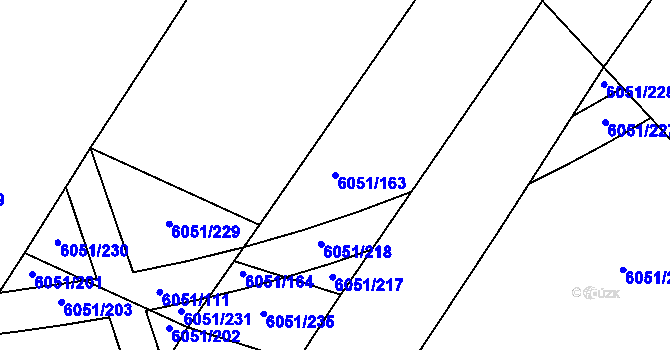 Parcela st. 6051/163 v KÚ Velké Meziříčí, Katastrální mapa
