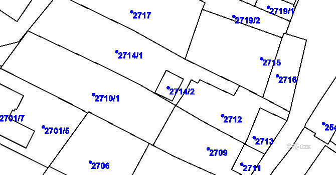 Parcela st. 2714/2 v KÚ Velké Meziříčí, Katastrální mapa