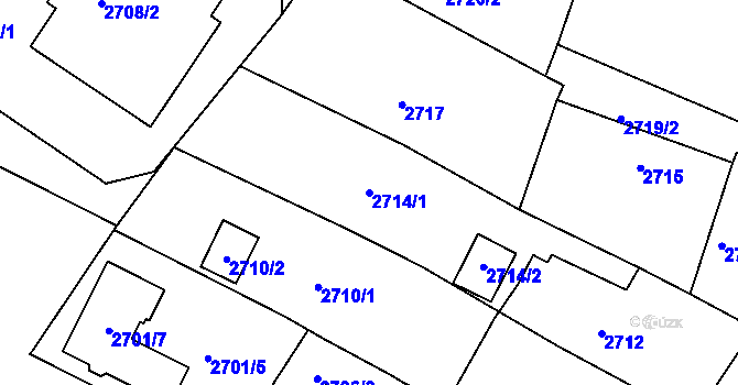 Parcela st. 2714/1 v KÚ Velké Meziříčí, Katastrální mapa