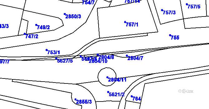 Parcela st. 2804/9 v KÚ Velké Meziříčí, Katastrální mapa