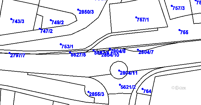 Parcela st. 2804/10 v KÚ Velké Meziříčí, Katastrální mapa