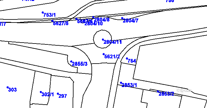 Parcela st. 5621/2 v KÚ Velké Meziříčí, Katastrální mapa
