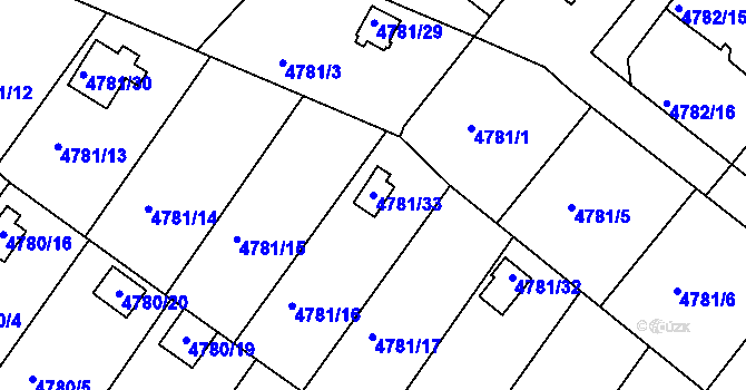 Parcela st. 4781/33 v KÚ Velké Meziříčí, Katastrální mapa