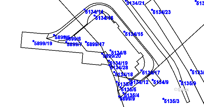 Parcela st. 5899/20 v KÚ Velké Meziříčí, Katastrální mapa