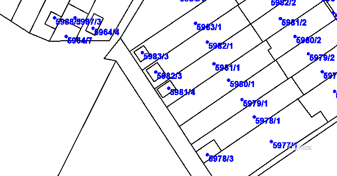 Parcela st. 5981/4 v KÚ Velké Meziříčí, Katastrální mapa