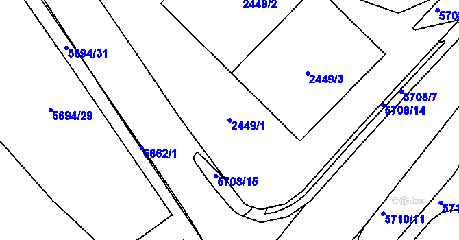 Parcela st. 2449/1 v KÚ Velké Meziříčí, Katastrální mapa