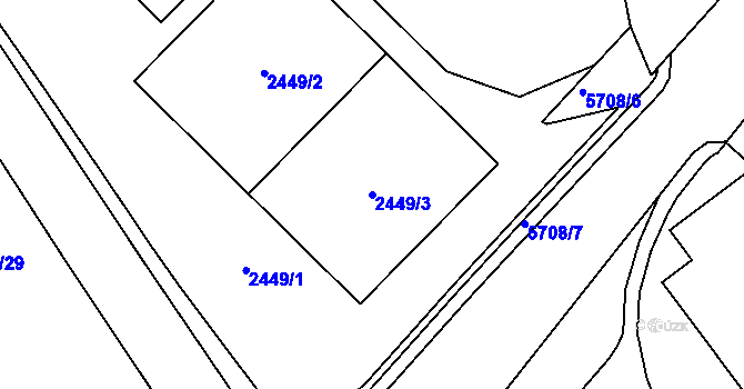 Parcela st. 2449/3 v KÚ Velké Meziříčí, Katastrální mapa