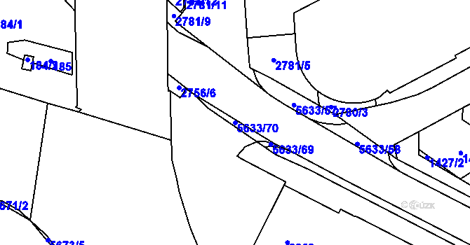 Parcela st. 5633/70 v KÚ Velké Meziříčí, Katastrální mapa