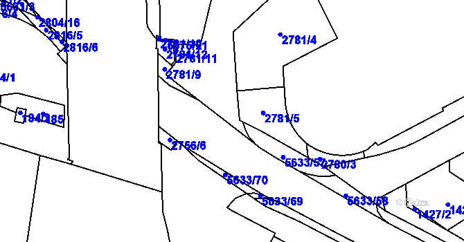 Parcela st. 5633/71 v KÚ Velké Meziříčí, Katastrální mapa