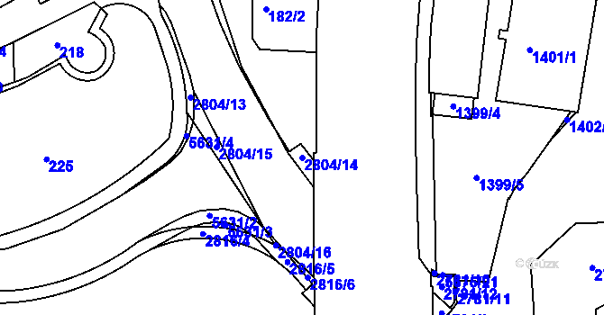Parcela st. 2804/14 v KÚ Velké Meziříčí, Katastrální mapa