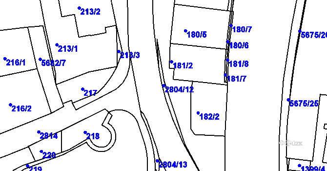 Parcela st. 2804/12 v KÚ Velké Meziříčí, Katastrální mapa