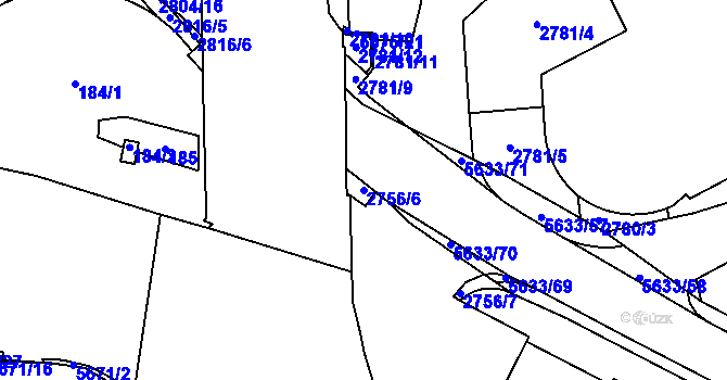 Parcela st. 2756/6 v KÚ Velké Meziříčí, Katastrální mapa