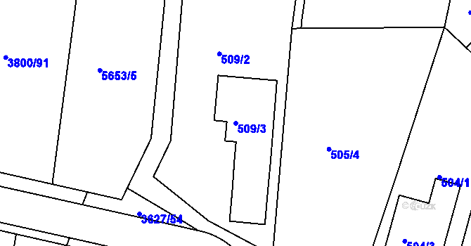 Parcela st. 509/3 v KÚ Velké Meziříčí, Katastrální mapa