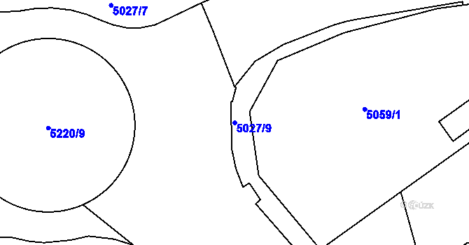 Parcela st. 5027/9 v KÚ Velké Meziříčí, Katastrální mapa