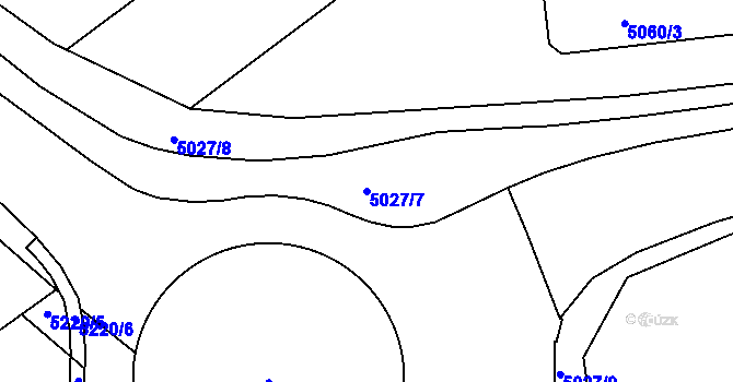 Parcela st. 5027/7 v KÚ Velké Meziříčí, Katastrální mapa