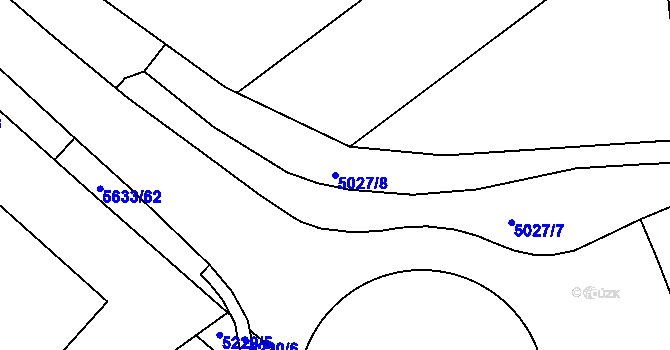 Parcela st. 5027/8 v KÚ Velké Meziříčí, Katastrální mapa