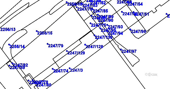 Parcela st. 2247/128 v KÚ Velké Meziříčí, Katastrální mapa