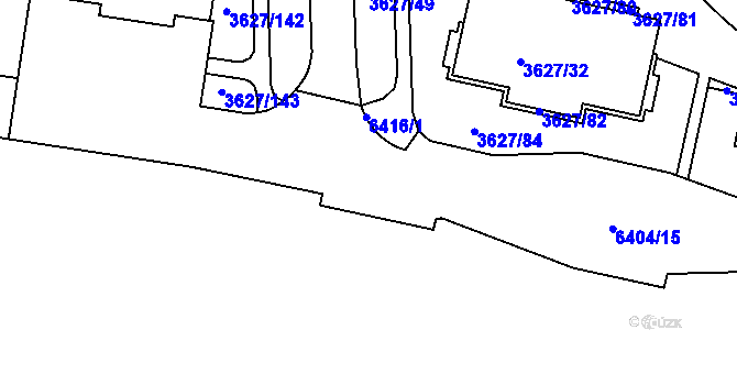 Parcela st. 3627/144 v KÚ Velké Meziříčí, Katastrální mapa