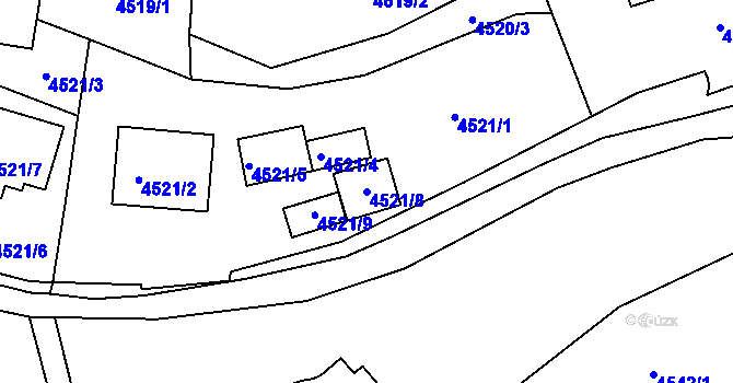Parcela st. 4521/8 v KÚ Velké Meziříčí, Katastrální mapa