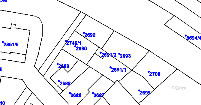 Parcela st. 2691/2 v KÚ Velké Meziříčí, Katastrální mapa