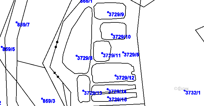 Parcela st. 3729/11 v KÚ Velké Meziříčí, Katastrální mapa