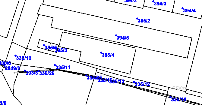 Parcela st. 385/4 v KÚ Velké Meziříčí, Katastrální mapa