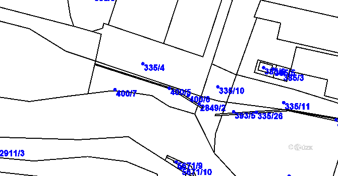 Parcela st. 400/5 v KÚ Velké Meziříčí, Katastrální mapa