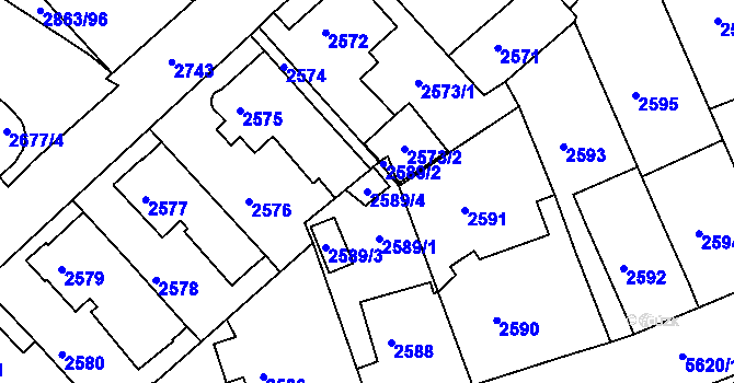 Parcela st. 2589/4 v KÚ Velké Meziříčí, Katastrální mapa