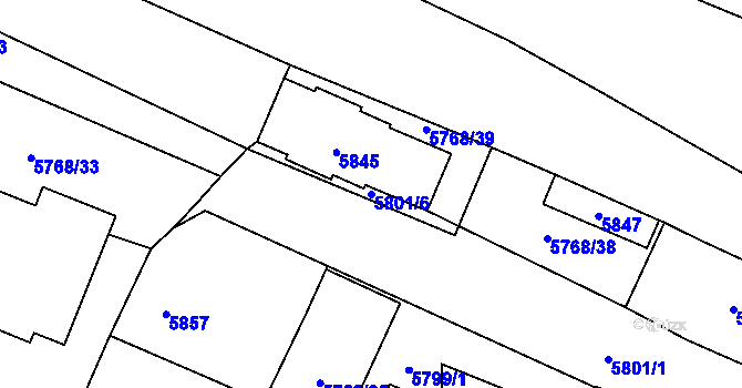 Parcela st. 5801/6 v KÚ Velké Meziříčí, Katastrální mapa