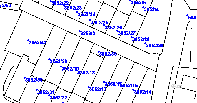 Parcela st. 3852/55 v KÚ Velké Meziříčí, Katastrální mapa