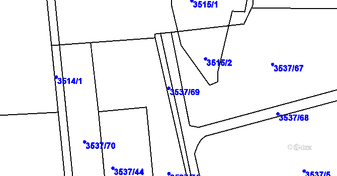 Parcela st. 3537/69 v KÚ Velké Meziříčí, Katastrální mapa