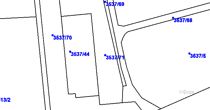 Parcela st. 3537/71 v KÚ Velké Meziříčí, Katastrální mapa