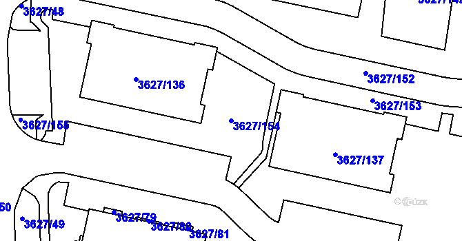 Parcela st. 3627/154 v KÚ Velké Meziříčí, Katastrální mapa