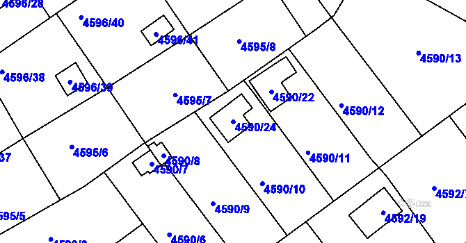 Parcela st. 4590/24 v KÚ Velké Meziříčí, Katastrální mapa