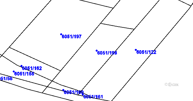 Parcela st. 6051/198 v KÚ Velké Meziříčí, Katastrální mapa