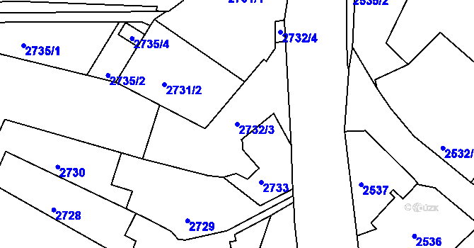 Parcela st. 2732/3 v KÚ Velké Meziříčí, Katastrální mapa